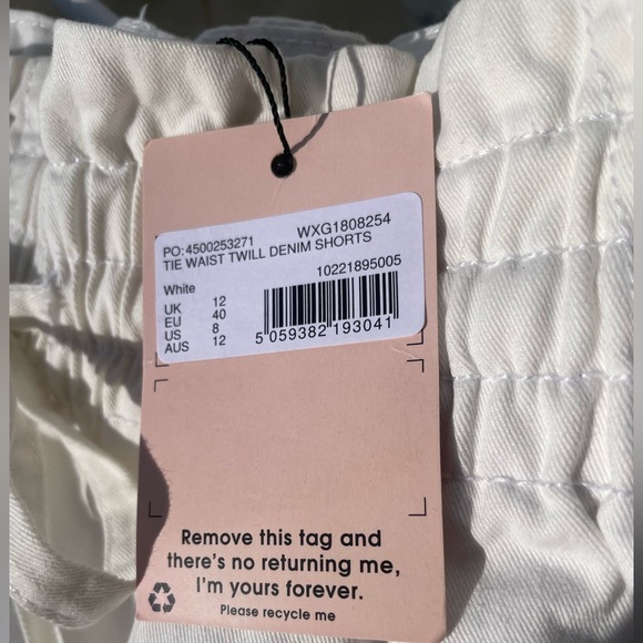 Missguided White High Waist Drawstring Shorts - Picture 5 of 5